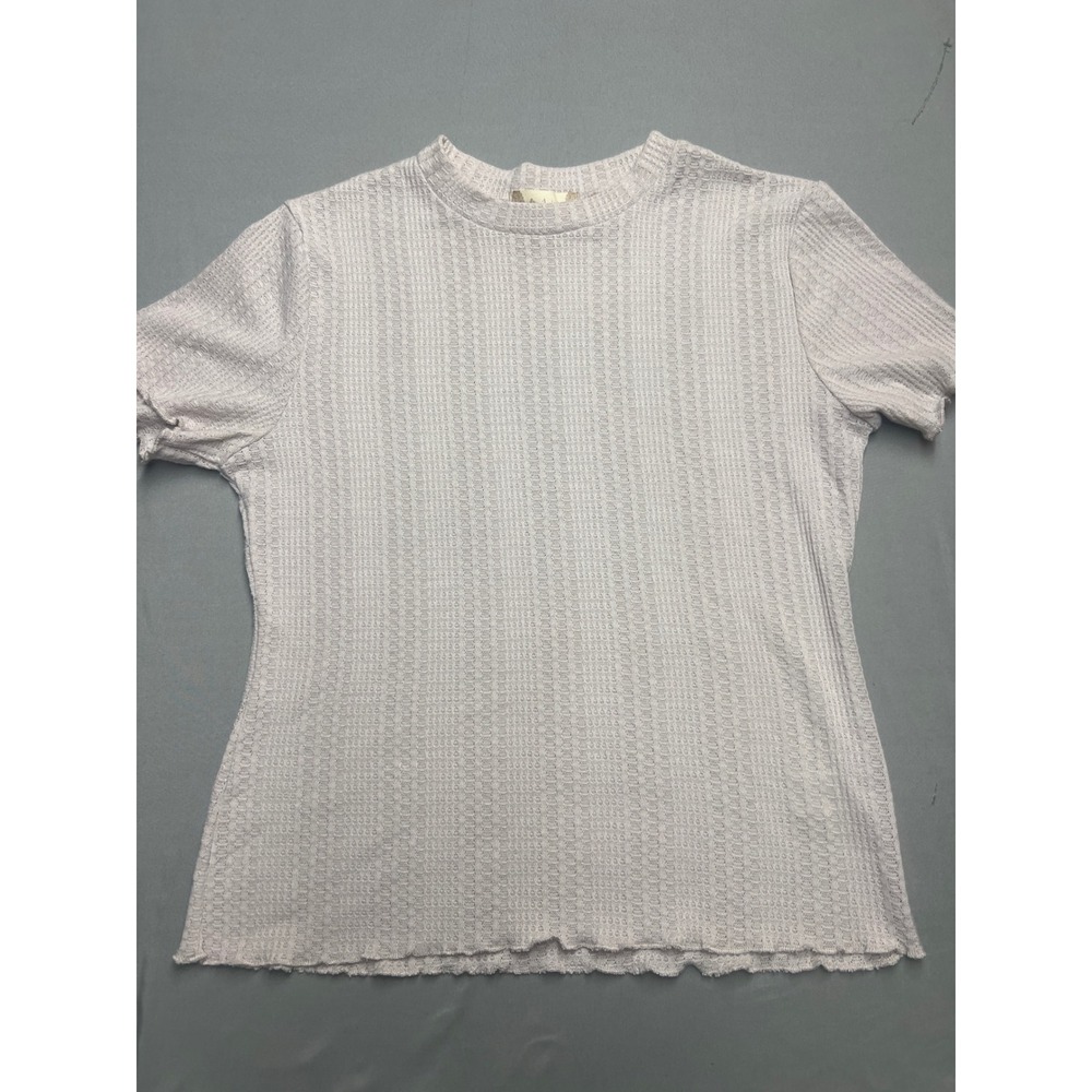Altard State Waffle Knit Top Lilac Purple Lettuce Edge Short Sleeve Medium